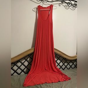 Pink ribbed racer back tank dress